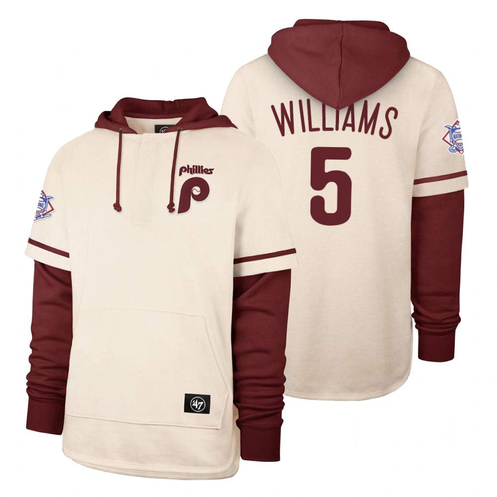 Men Philadelphia Phillies #5 Williams Cream 2021 Pullover Hoodie MLB Jersey->tampa bay rays->MLB Jersey